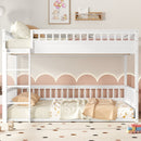Queen over Queen Bunk Bed with Ladder and Guardrails, White