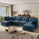 U_Style Double-Layer Cushion Modern Large U-Shaped Modular Sofa, Freely Combinable 6-Seater with Storage Function, Convertible to Sofa Bed, Perfect for Living Rooms, Offices, and Apartments