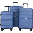 Hardshell Suitcase Spinner Wheels PP Luggage Sets Lightweight Durable Suitcase with TSA Lock,3-Piece Set (20/24/28), Blue