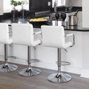 White PU Leather Adjustable Swivel Bar Stools Set of 2