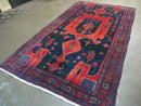 4' 6" X 8' 2" Antique Handmade India Tribal Geometric Wool Rug Red Blue