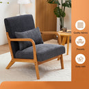Mid-Century Modern Accent Chair, Arm Chair Living Room Chairs with Pillow Upholstered Reading Chair with Solid Wood Frame &  Living Room Bedroom Balcony (Antique Dark Grey)