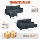 Dark Grey LShaped Convertible Sleeper Sofa Durable