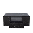 Modern Coffee Tables for Living Room, LED Coffee Table, Storage Coffee Table, Small Coffee Table, Wood Center Table with 2 Drawers and Open Side Shelf