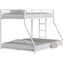 Adam Sturdy Twin Over Full Metal Bunk White for Kids and Adult, Low Profile and Easy Climbing with Stable Ladder