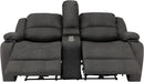 67 Inch Powered Wall Hugger Recliner Sofa Gunmetal Fabric