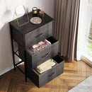 Dark Grey Dresser Nightstand With 3 Drawers Space Saver