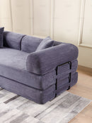 Convertible Sleeper Sofa Bed with Cylindrical Pillow - Corduroy Folding Mattress Couch with Fixed-Shape Frame for Living Room, Bedroom, Lounge, Studio - Gray