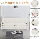 Beige 2 Piece Loveseat Armchair Set Chenille Upholstery