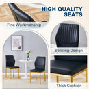 Luxury Simple Chair Set of 4 Black PU High Resilience Dining Chair with Metal Gold Legs