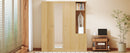 4-Door Wardrobe with Shelves, Drawers, and Full-Length Mirror, Natural