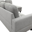 L Shaped 3 Piece Flannel Sofa With Storage Ottoman Grey