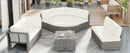 Patio Furniture Set Outdoor Daybed Rattan Sectional with Cushions and Center Table, Beige, Iron & Rattan, Multiple Sizes