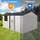 Metal garden sheds 12ftx10ft outdoor storage sheds white+black with window with sliding door