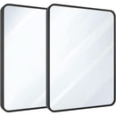 Set of Two Black Bathroom Mirrors 24 x 36 Inch Metal Frame Rectangle Vanity