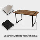 59 "rural industrial rectangular MDF natural wood dining table, 4-6 people, 1.5" thick engineering wood tabletop and black rectangular metal legs, used for writing desks, kitchens, terraces