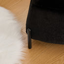 Upholstered 2-Piece Storage Ottoman Set with Metal Legs, Faux Fur, Black, 29.9' Wide