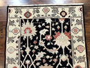 Turkish Flatweave Kilim Rug 3x5, Black, Handmade Vintage Wool Carpet