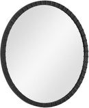 34 Inch Round Industrial Mirror Wall Mounted Matte Black Silver Finish