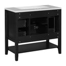 36' Bathroom Vanity with Sink Combo, One Cabinet and Three Drawers, Solid Wood and MDF Board, Black (Old Sku:SY999505AAB)
