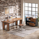63 Inch L Shaped Executive Desk With Storage Shelves