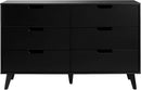 Modern Six Drawer Dresser Black 52 Inch Bedroom Storage