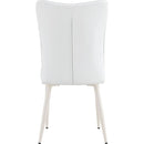 Modern minimalist dining chair, white PU leather curved back and seat cushion, white metal chair legs, suitable for dining room, bedroom, living room. A set of 2 chairs. 008