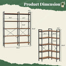 L Shaped Corner Bookshelf 49 Inch Rustic Brown Wood Metal Frame