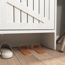 4-Layer Folding White MDF Shoe Cabinet with Metal Rounded Corners – Convenient Shoe Storage