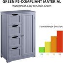 Gray Freestanding Bathroom Floor Cabinet With 4 Drawers