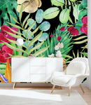 Dark Wallpaper with Exotic Leaves