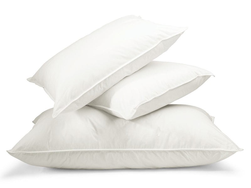 Three Chamber Goose Down Bed Pillow, 100% Cotton, White