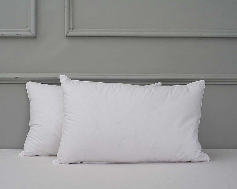 Three Chamber Goose Down Bed Pillow, 100% Cotton, White