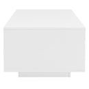 U-Can Modern High Glossy Rectangle Coffee Table, Stylish Center Table with Storage Space, Accent Furniture with 16 Color LED Lights for Living Room