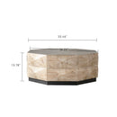 Octagon Coffee Table,38' Retro Style Wood Center Table with Three-Dimensional Embossed Pattern,Rustic Cocktail Table Center Large Circle Coffee Table for Living Room Home