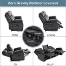 Grey Zero Gravity Reclining Sofa Set With Adjustable Headrest