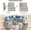 Outdoor Wicker Sectional Sofa Set with Swivel Chairs