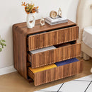 Walnut Fluted Three Drawer Dresser 31 Inch Wide Storage