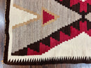 Antique Navajo Rug 2x4, Collectible Native American Wool Handmade Rug, Ivory Black Red Gray, Vintage Navajo Textile