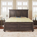 Traditional Town and Country Style Pinewood Vintage King Bed, Rich Brown
