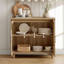 Distressed Oak Farmhouse Executive Desk Glass Cabinet