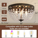 Bronze Crystal 15 Inch Four Light Flush Mount Ceiling Light