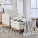 Oversized 40.35 in. Velvet Swivel Barrel Accent Chair and Ottoman Set with Storage, Ivory Boucle