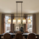 Chandelier 5 Light, Fixture Over Table - Black / Gold