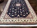 Navy Blue Pak Persian Rug 6x10, Floral Medallion, Traditional Persian Area Rug, Fine 240 KPSI