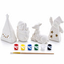 DIY Christmas Painting Craft Kit - 4 Blank Plaster Figurines Paint Set