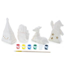 Christmas DIY Craft Kit: 4 White Blank Unfinished Figurines for Painting Your Own Decorations