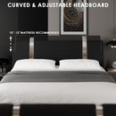 Queen Faux Leather Bed Frame With Adjustable Headboard