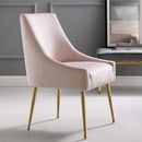 Pink Velvet Dining Chair With Gold Accents For Dining Room