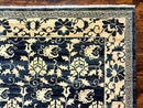 Sino Persian Rug 6x9, Hand Knotted Wool Carpet, Floral Allover, Blue Cream-Tan